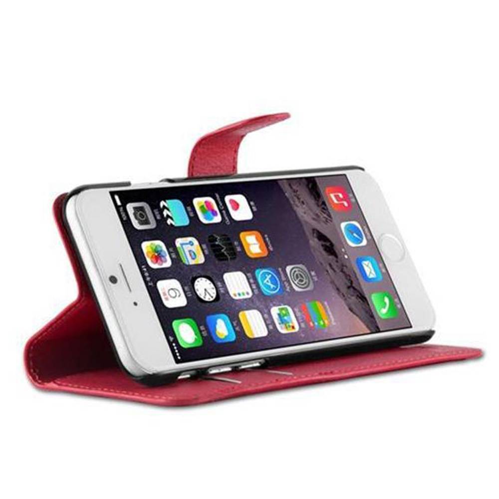 Cadorabo Hülle für Apple iPhone 6 / 6S Schutz Hülle in Rot Handyhülle Etui Case Cover Magnetverschluss