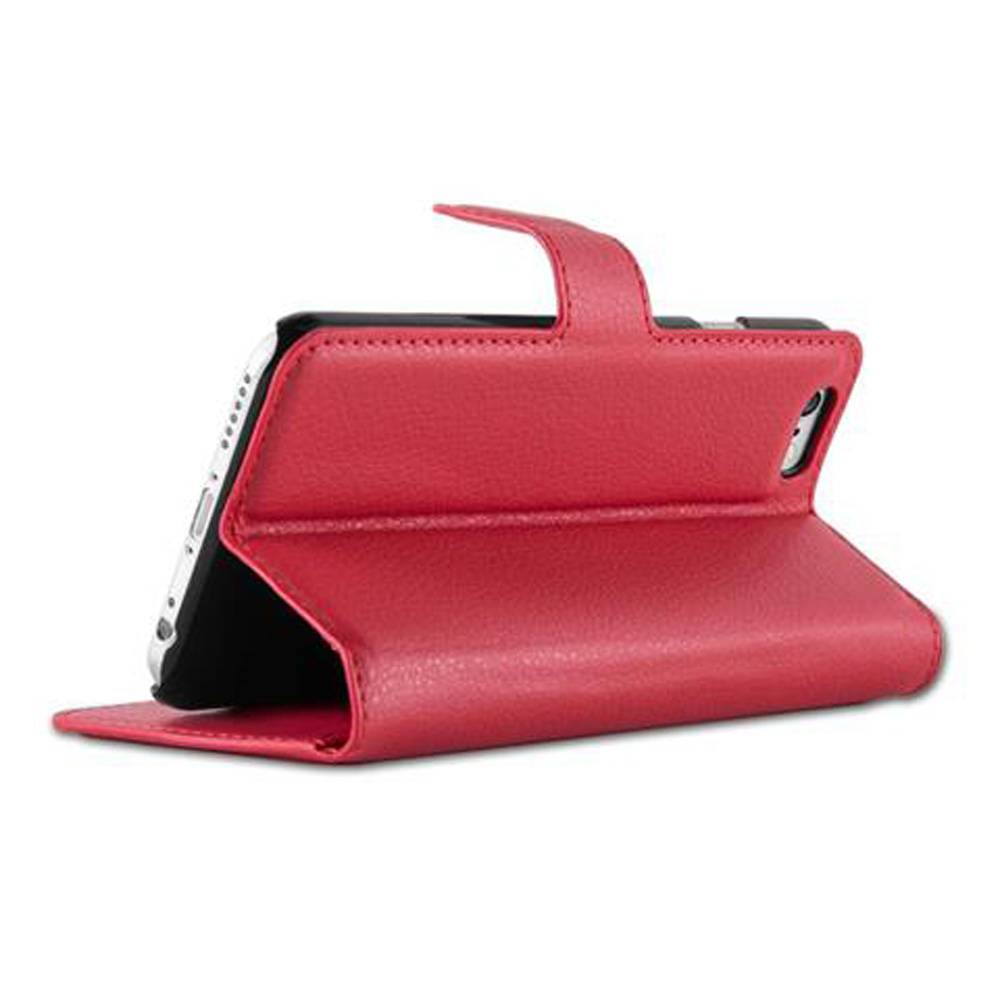 Cadorabo Hülle für Apple iPhone 6 / 6S Schutz Hülle in Rot Handyhülle Etui Case Cover Magnetverschluss