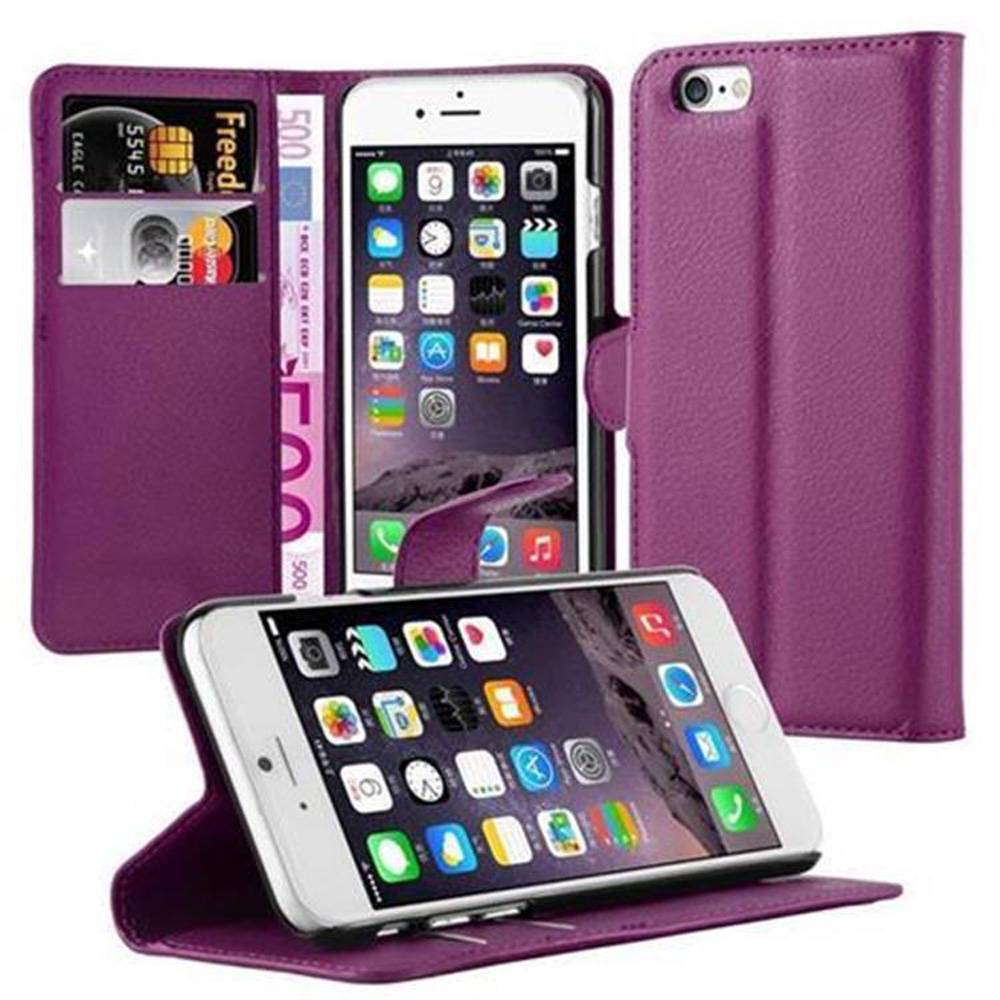 Cadorabo Hülle für Apple iPhone 6 / 6S Schutz Hülle in Lila Handyhülle Etui Case Cover Magnetverschluss