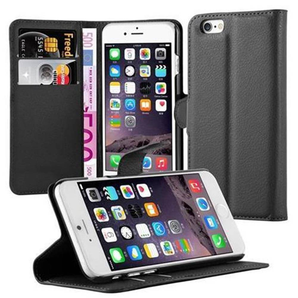 Cadorabo Hülle für Apple iPhone 6 / 6S Schutz Hülle in Schwarz Handyhülle Etui Case Cover Magnetverschluss
