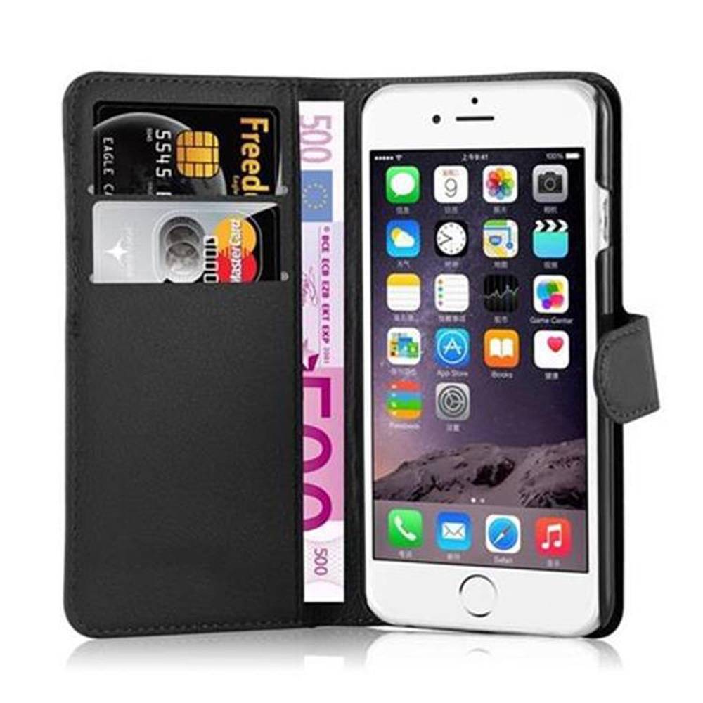 Cadorabo Hülle für Apple iPhone 6 / 6S Schutz Hülle in Schwarz Handyhülle Etui Case Cover Magnetverschluss