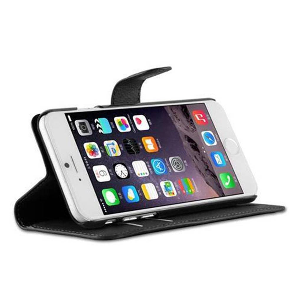 Cadorabo Hülle für Apple iPhone 6 / 6S Schutz Hülle in Schwarz Handyhülle Etui Case Cover Magnetverschluss
