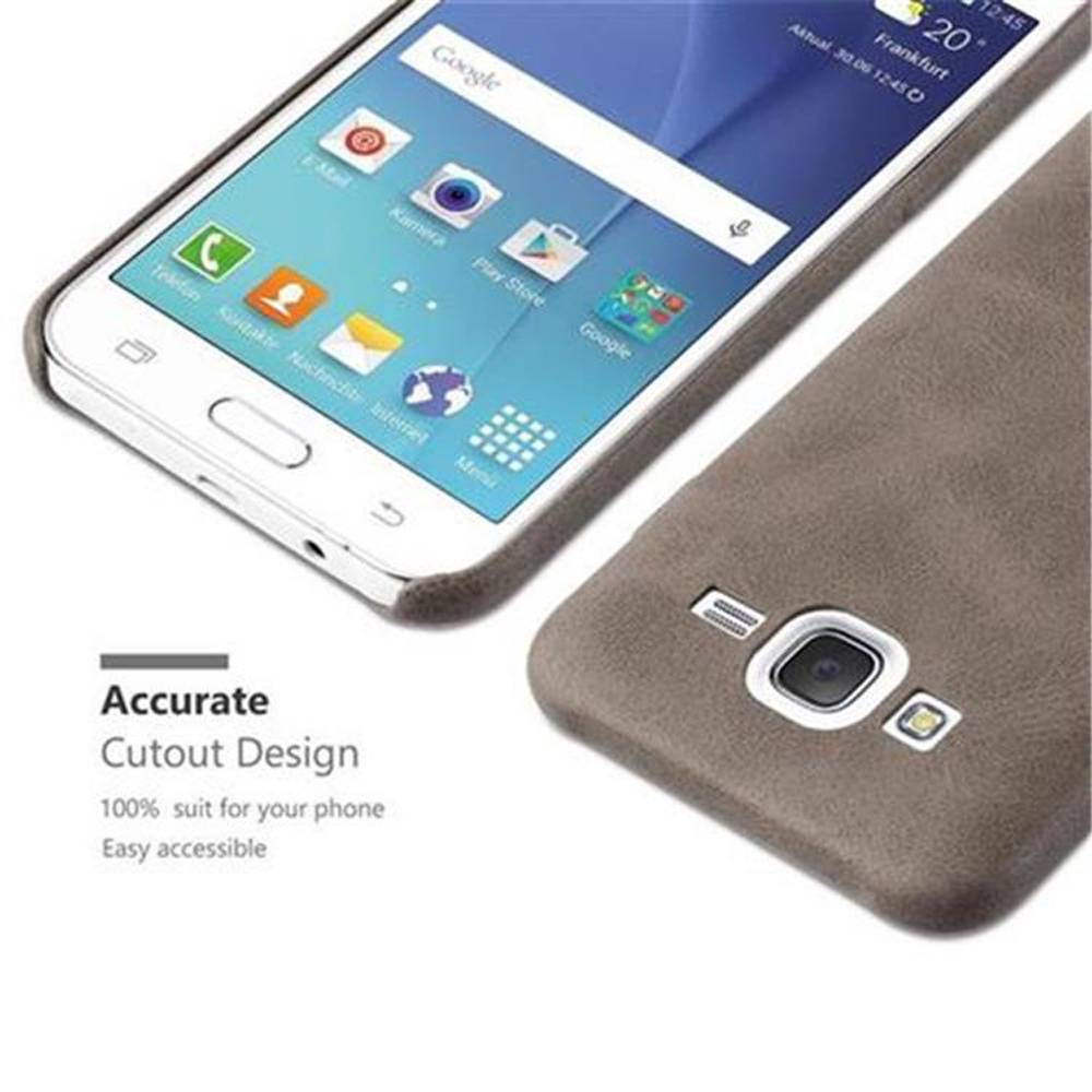 Cadorabo Schutzhülle für Samsung Galaxy J5 2015 Hülle in Braun Hard Case Handyhülle Kunstleder Etui