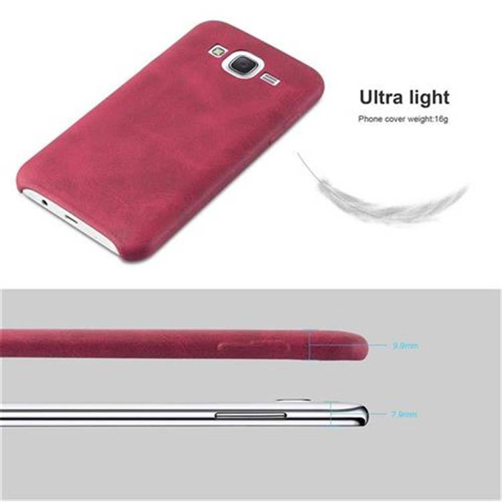 Cadorabo Schutzhülle für Samsung Galaxy J5 2015 Hülle in Rot Hard Case Handyhülle Kunstleder Etui