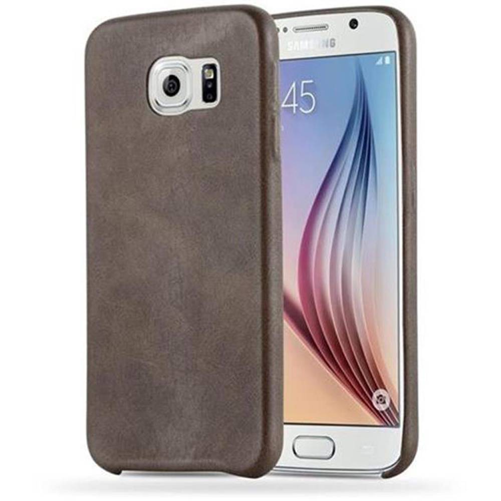Cadorabo Schutzhülle für Samsung Galaxy S6 Hülle in Braun Hard Case Handyhülle Kunstleder Etui