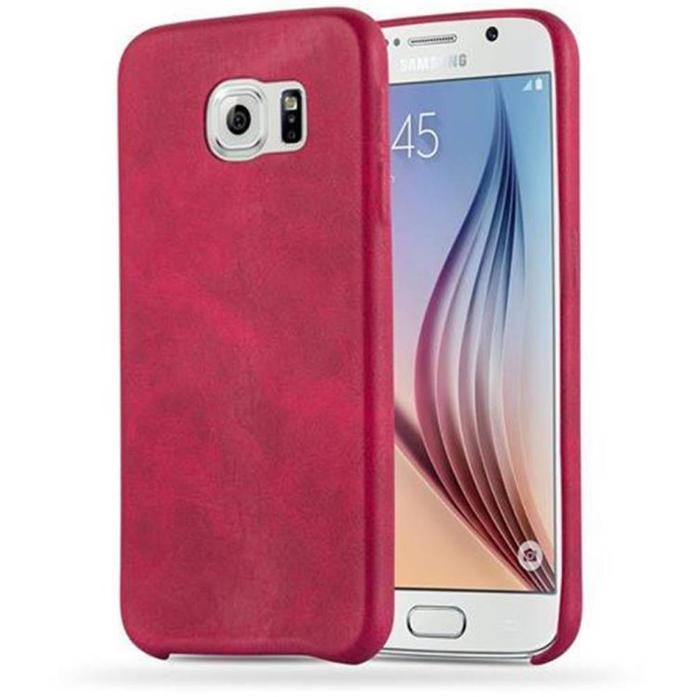Cadorabo Schutzhülle für Samsung Galaxy S6 Hülle in Rot Hard Case Handyhülle Kunstleder Etui
