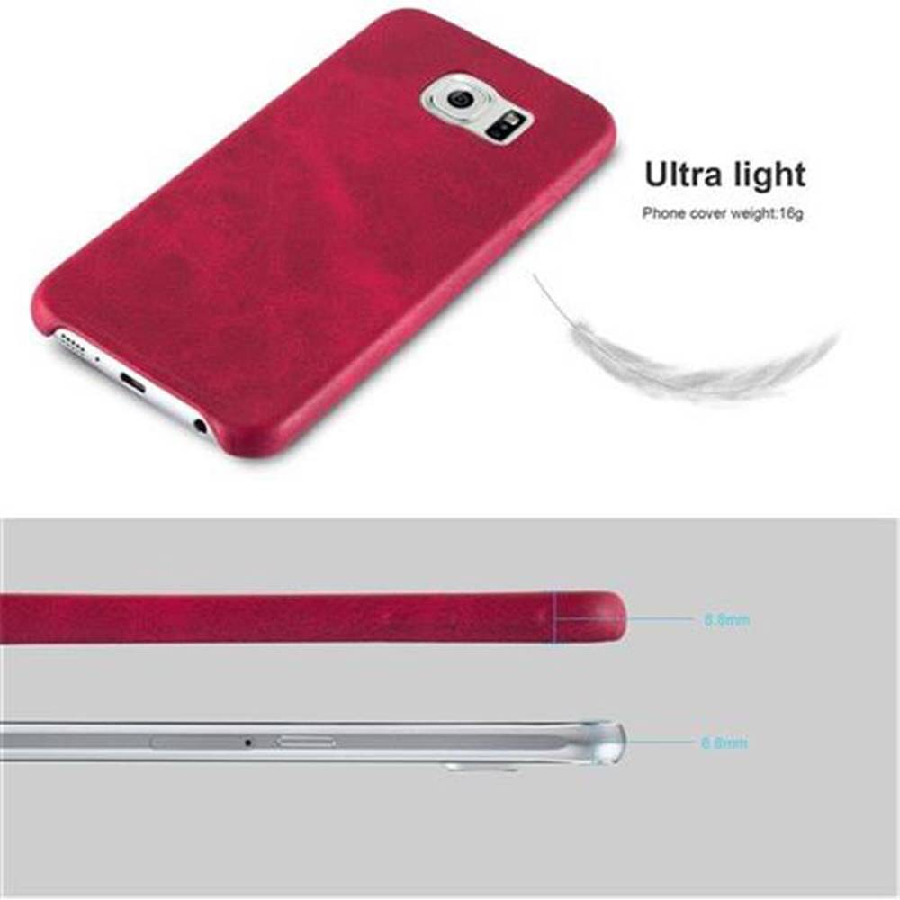 Cadorabo Schutzhülle für Samsung Galaxy S6 Hülle in Rot Hard Case Handyhülle Kunstleder Etui