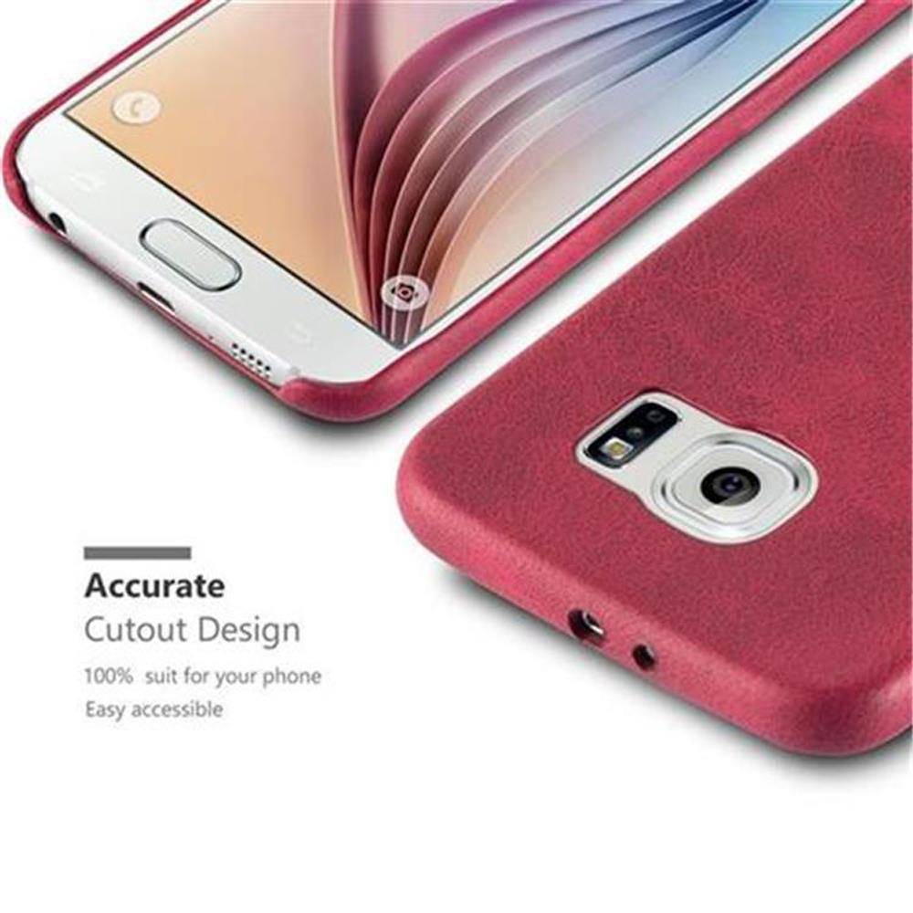Cadorabo Schutzhülle für Samsung Galaxy S6 Hülle in Rot Hard Case Handyhülle Kunstleder Etui