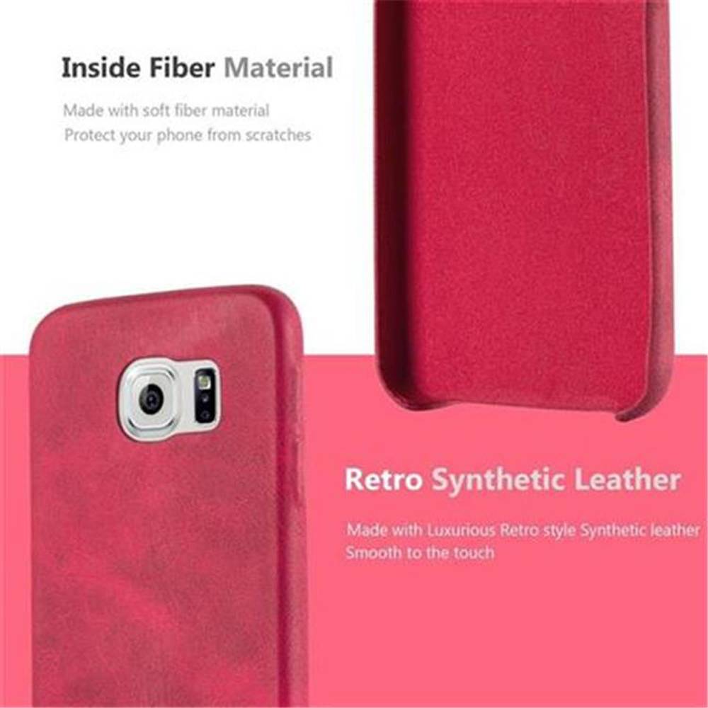 Cadorabo Schutzhülle für Samsung Galaxy S6 Hülle in Rot Hard Case Handyhülle Kunstleder Etui