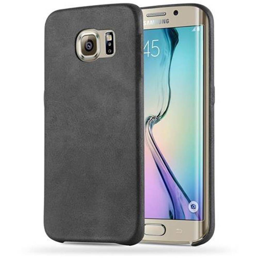 Cadorabo Schutzhülle für Samsung Galaxy S6 EDGE Hülle in Schwarz Hard Case Handyhülle Kunstleder Etui