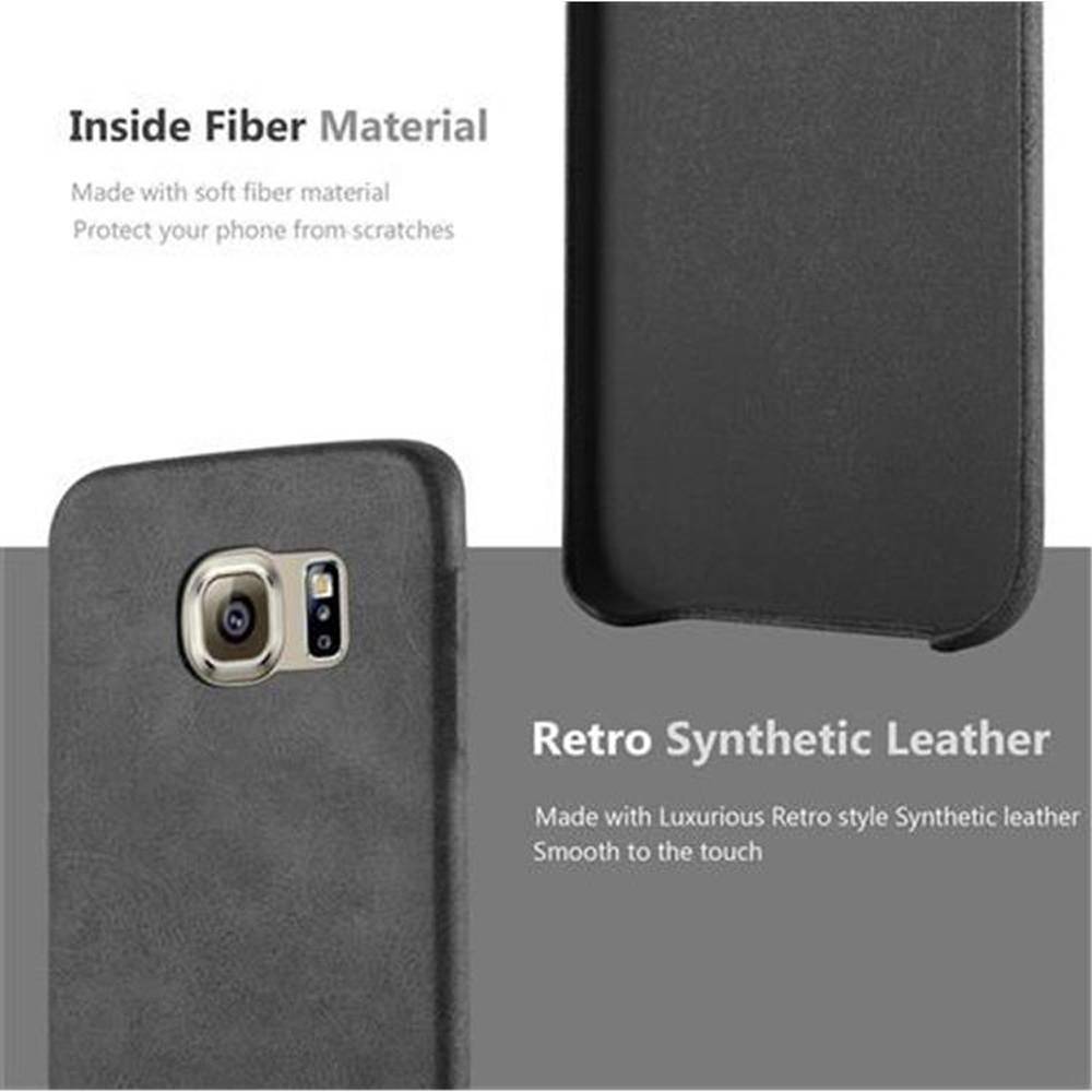 Cadorabo Schutzhülle für Samsung Galaxy S6 EDGE Hülle in Schwarz Hard Case Handyhülle Kunstleder Etui
