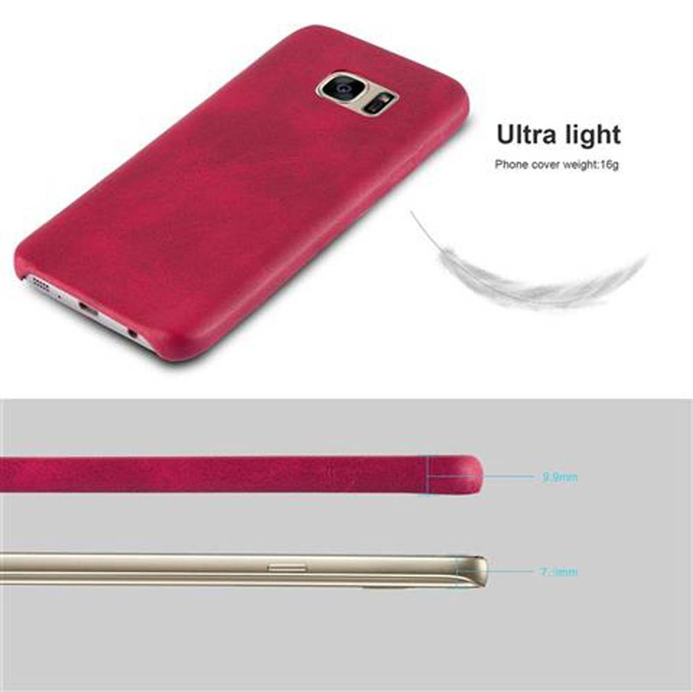 Cadorabo Schutzhülle für Samsung Galaxy S7 Hülle in Rot Hard Case Handyhülle Kunstleder Etui
