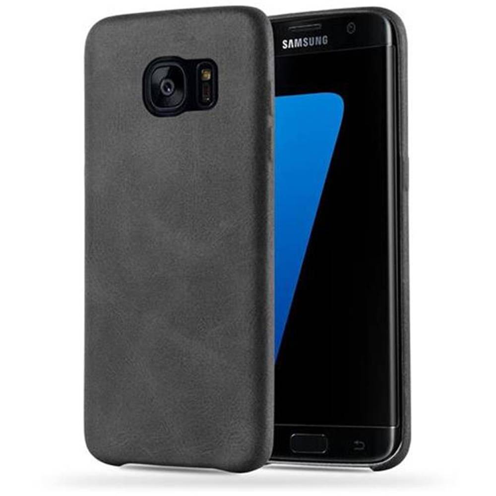 Cadorabo Schutzhülle für Samsung Galaxy S7 EDGE Hülle in Schwarz Hard Case Handyhülle Kunstleder Etui