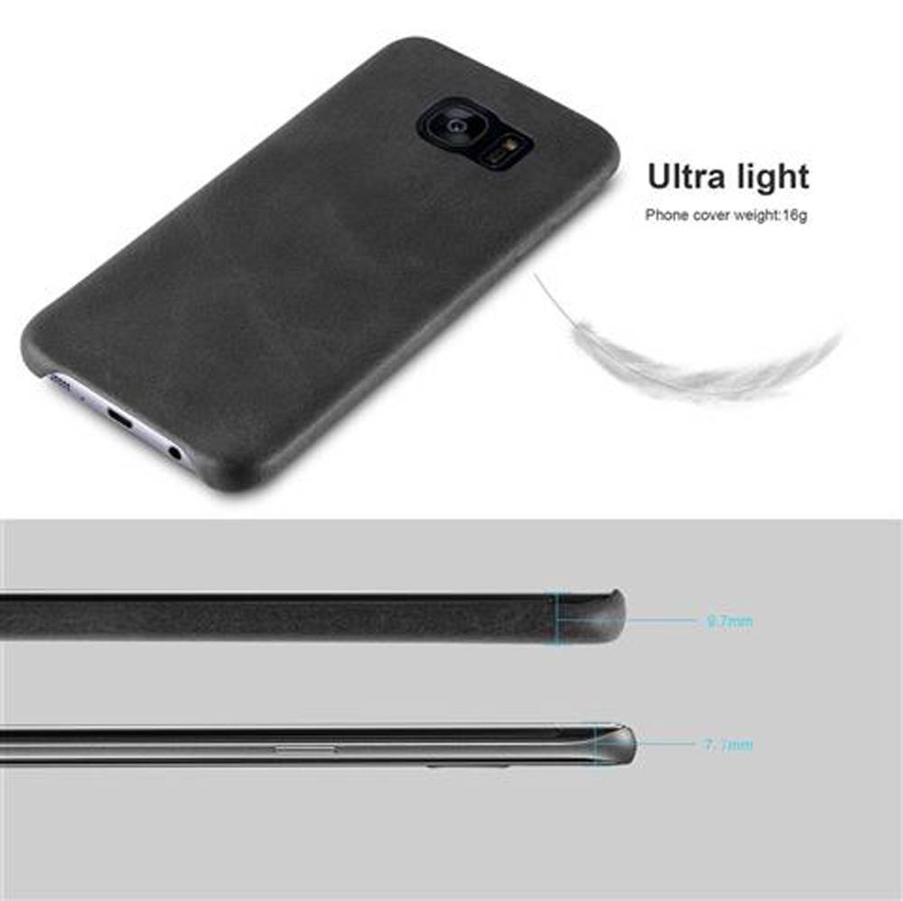 Cadorabo Schutzhülle für Samsung Galaxy S7 EDGE Hülle in Schwarz Hard Case Handyhülle Kunstleder Etui