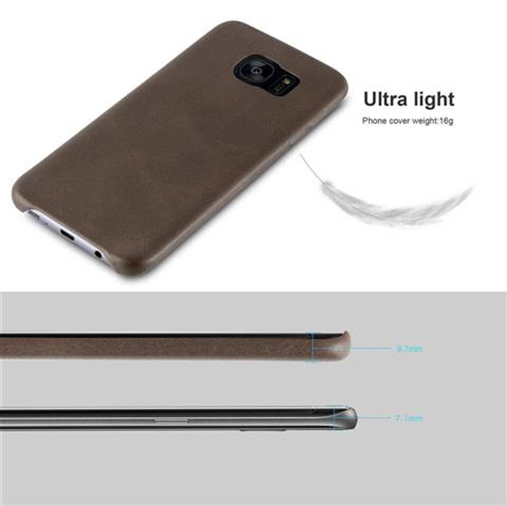 Cadorabo Schutzhülle für Samsung Galaxy S7 EDGE Hülle in Braun Hard Case Handyhülle Kunstleder Etui