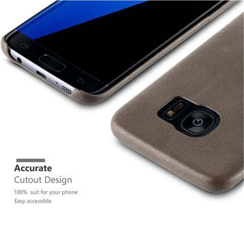 Cadorabo Schutzhülle für Samsung Galaxy S7 EDGE Hülle in Braun Hard Case Handyhülle Kunstleder Etui