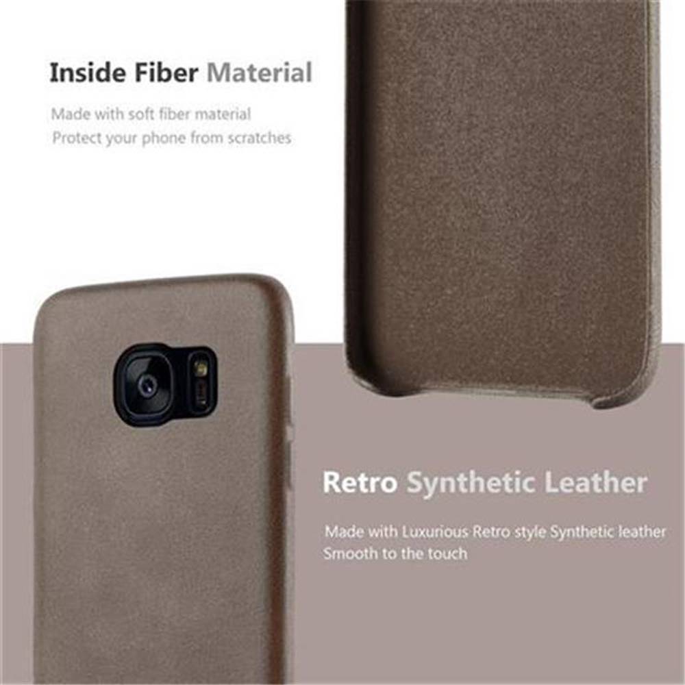 Cadorabo Schutzhülle für Samsung Galaxy S7 EDGE Hülle in Braun Hard Case Handyhülle Kunstleder Etui