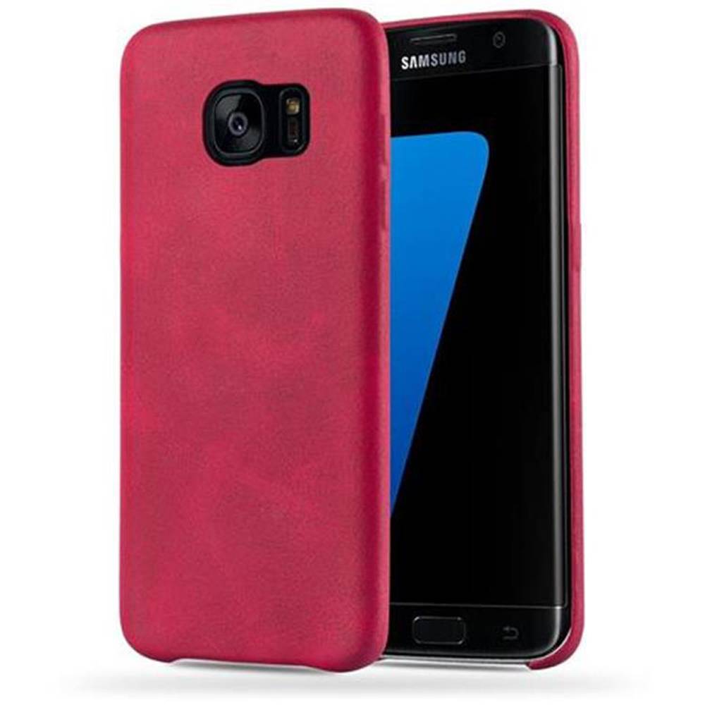 Cadorabo Schutzhülle für Samsung Galaxy S7 EDGE Hülle in Rot Hard Case Handyhülle Kunstleder Etui