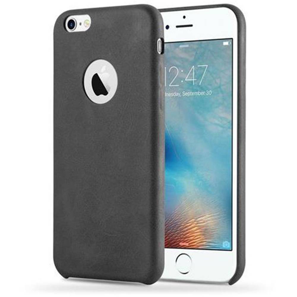 Cadorabo Schutzhülle für Apple iPhone 6 / 6S Hülle in Schwarz Hard Case Handyhülle Kunstleder Etui