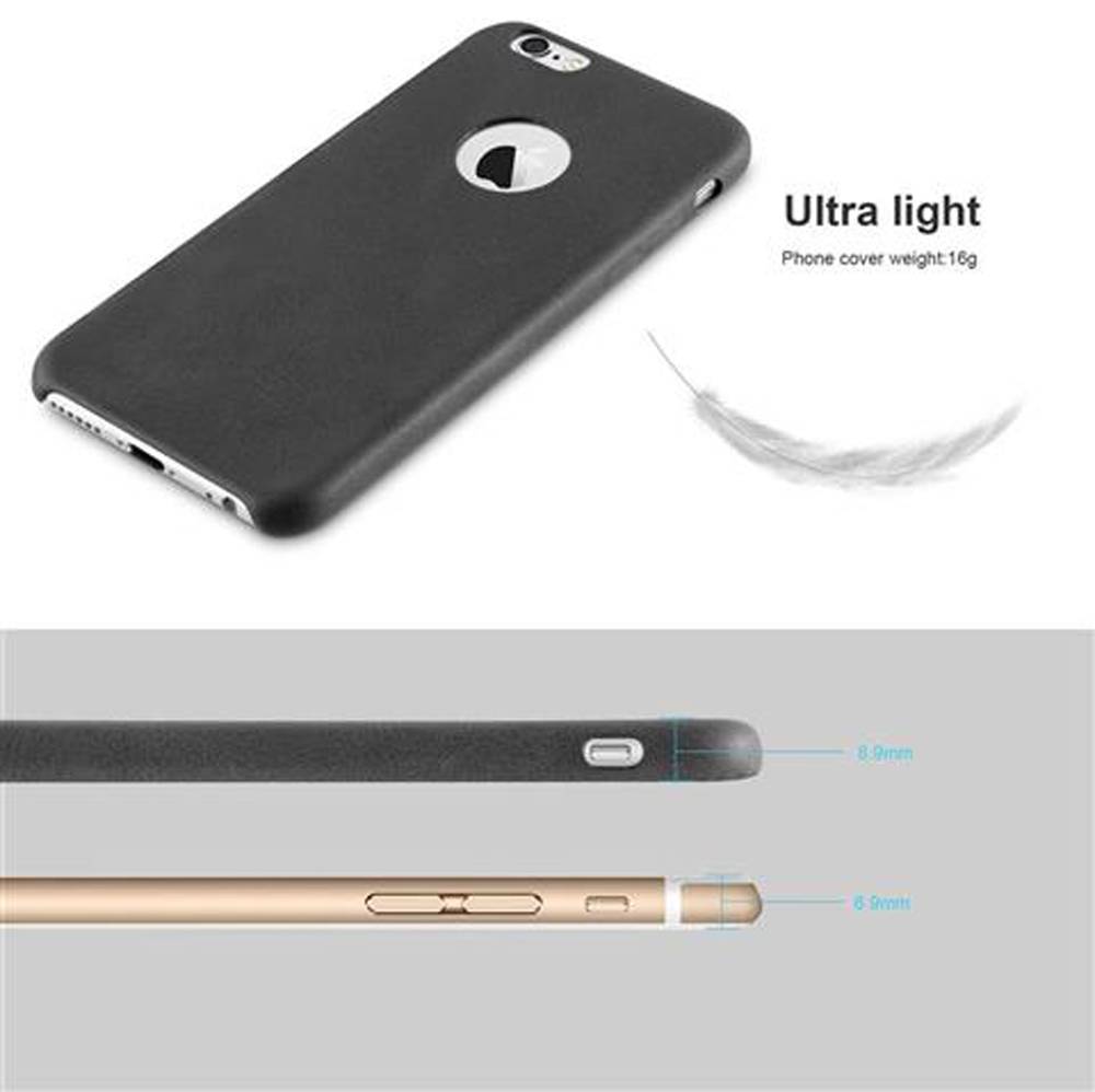 Cadorabo Schutzhülle für Apple iPhone 6 / 6S Hülle in Schwarz Hard Case Handyhülle Kunstleder Etui