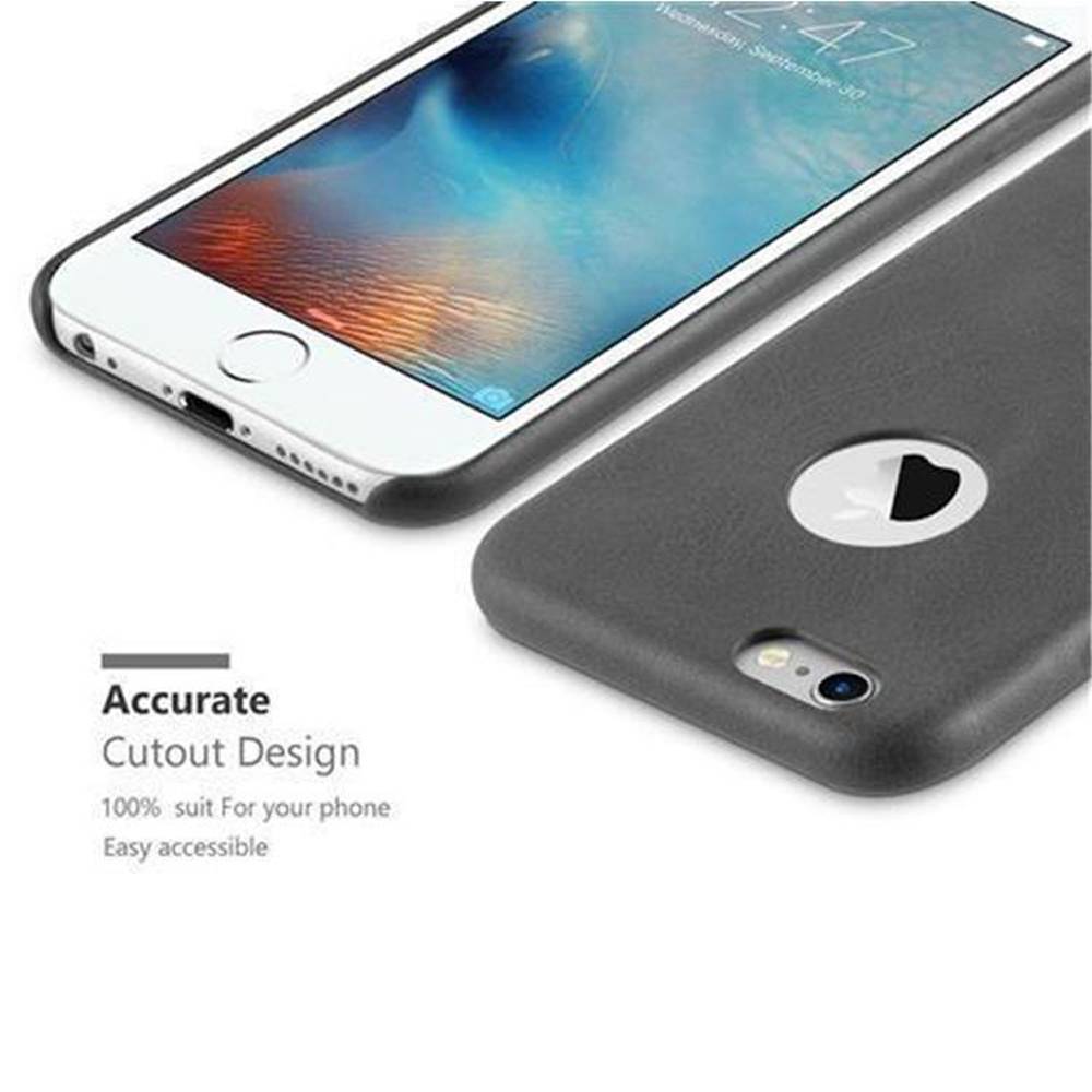 Cadorabo Schutzhülle für Apple iPhone 6 / 6S Hülle in Schwarz Hard Case Handyhülle Kunstleder Etui