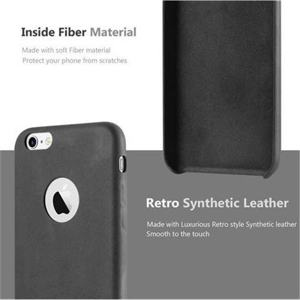 Cadorabo Schutzhülle für Apple iPhone 6 / 6S Hülle in Schwarz Hard Case Handyhülle Kunstleder Etui