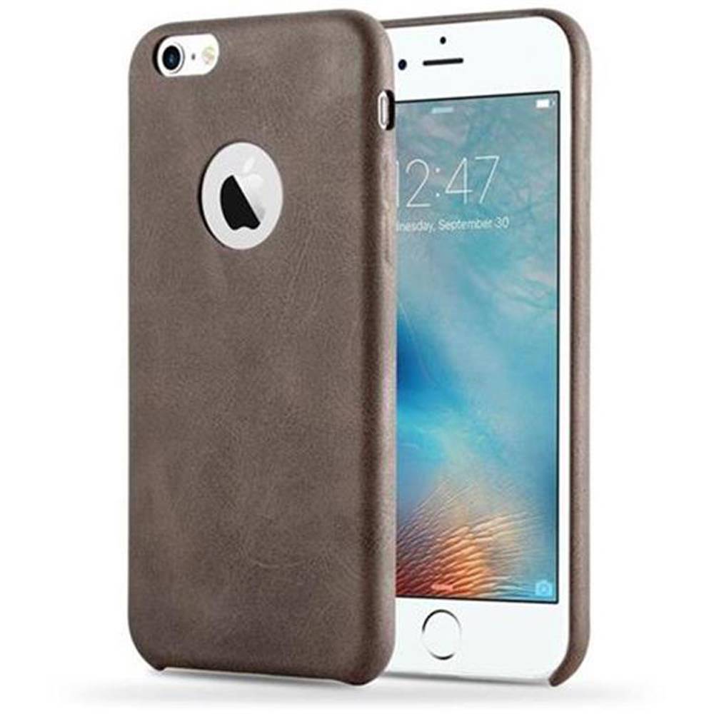 Cadorabo Schutzhülle für Apple iPhone 6 / 6S Hülle in Braun Hard Case Handyhülle Kunstleder Etui