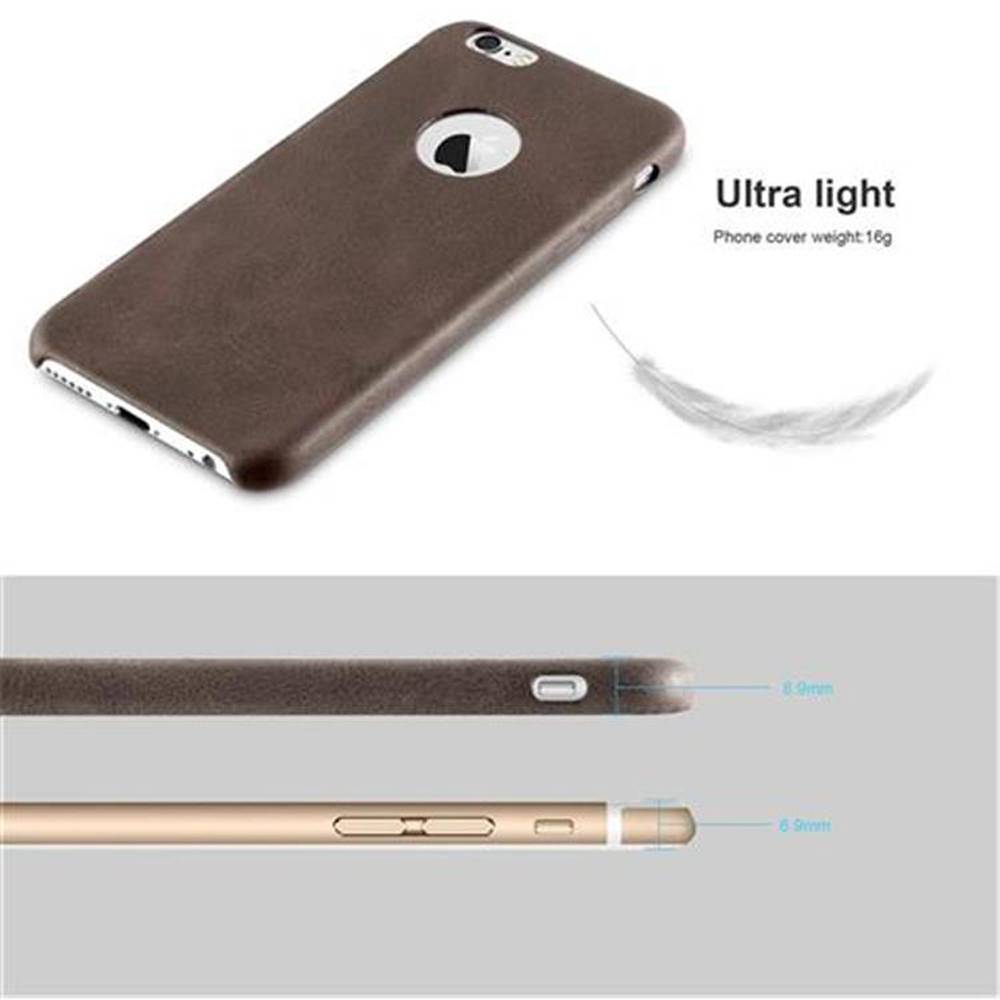 Cadorabo Schutzhülle für Apple iPhone 6 / 6S Hülle in Braun Hard Case Handyhülle Kunstleder Etui
