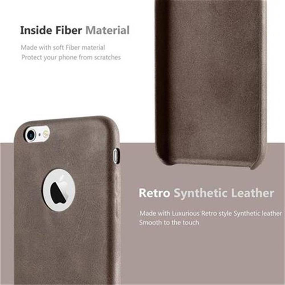 Cadorabo Schutzhülle für Apple iPhone 6 / 6S Hülle in Braun Hard Case Handyhülle Kunstleder Etui