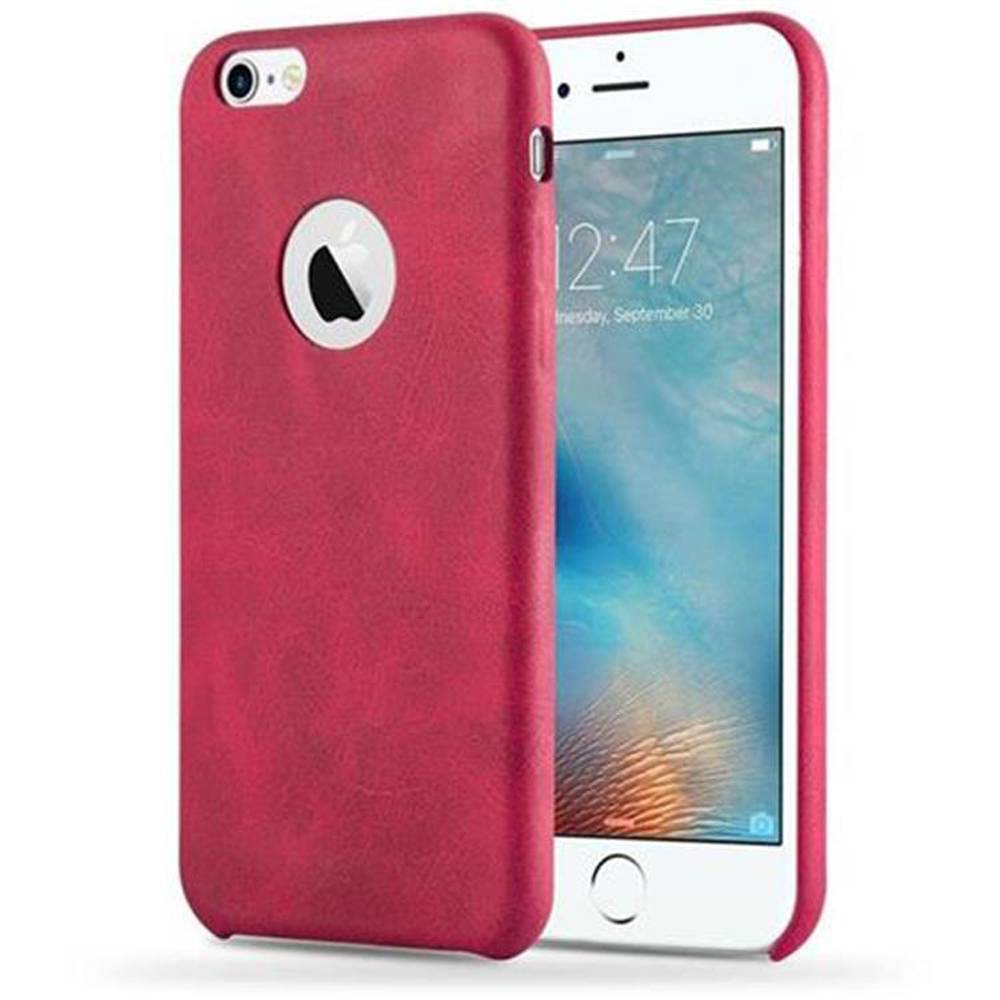 Cadorabo Schutzhülle für Apple iPhone 6 / 6S Hülle in Rot Hard Case Handyhülle Kunstleder Etui