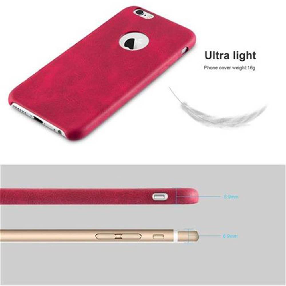 Cadorabo Schutzhülle für Apple iPhone 6 / 6S Hülle in Rot Hard Case Handyhülle Kunstleder Etui