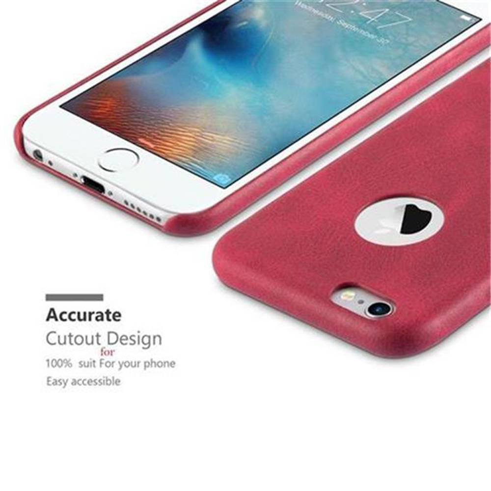 Cadorabo Schutzhülle für Apple iPhone 6 / 6S Hülle in Rot Hard Case Handyhülle Kunstleder Etui