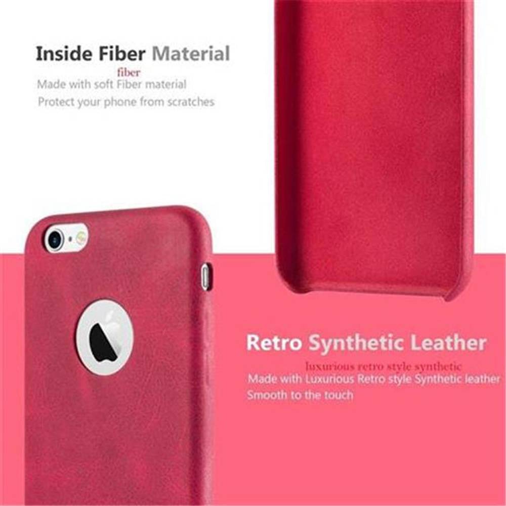 Cadorabo Schutzhülle für Apple iPhone 6 / 6S Hülle in Rot Hard Case Handyhülle Kunstleder Etui