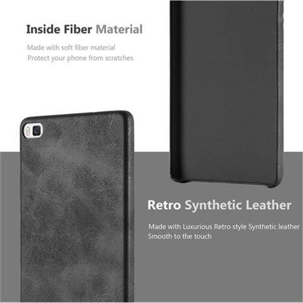 Cadorabo Schutzhülle für Huawei P8 Hülle in Schwarz Hard Case Handyhülle Kunstleder Etui