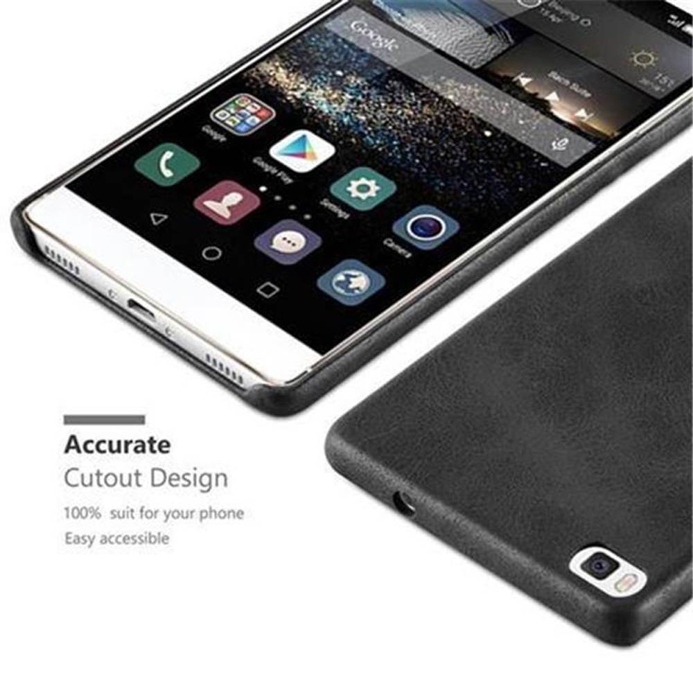 Cadorabo Schutzhülle für Huawei P8 Hülle in Schwarz Hard Case Handyhülle Kunstleder Etui