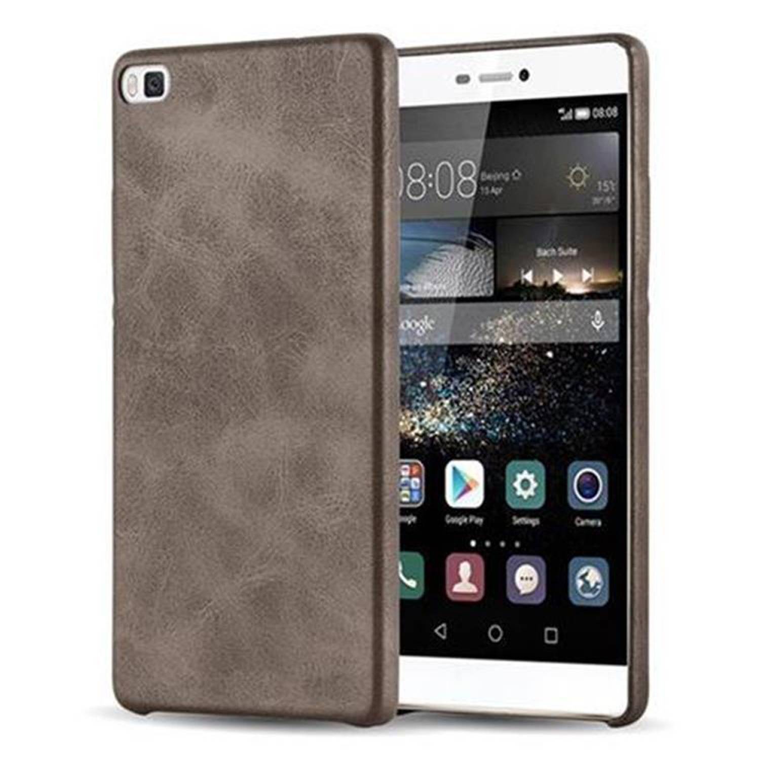 Cadorabo Schutzhülle für Huawei P8 Hülle in Braun Hard Case Handyhülle Kunstleder Etui