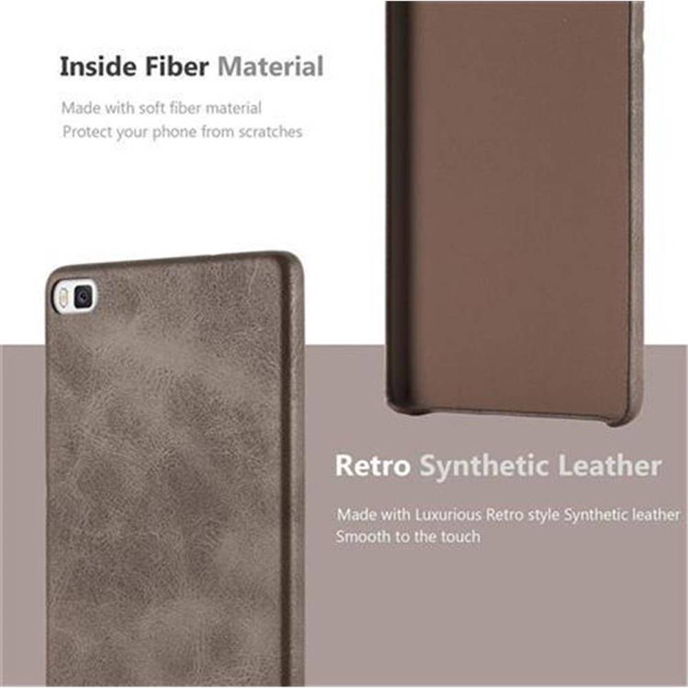 Cadorabo Schutzhülle für Huawei P8 Hülle in Braun Hard Case Handyhülle Kunstleder Etui