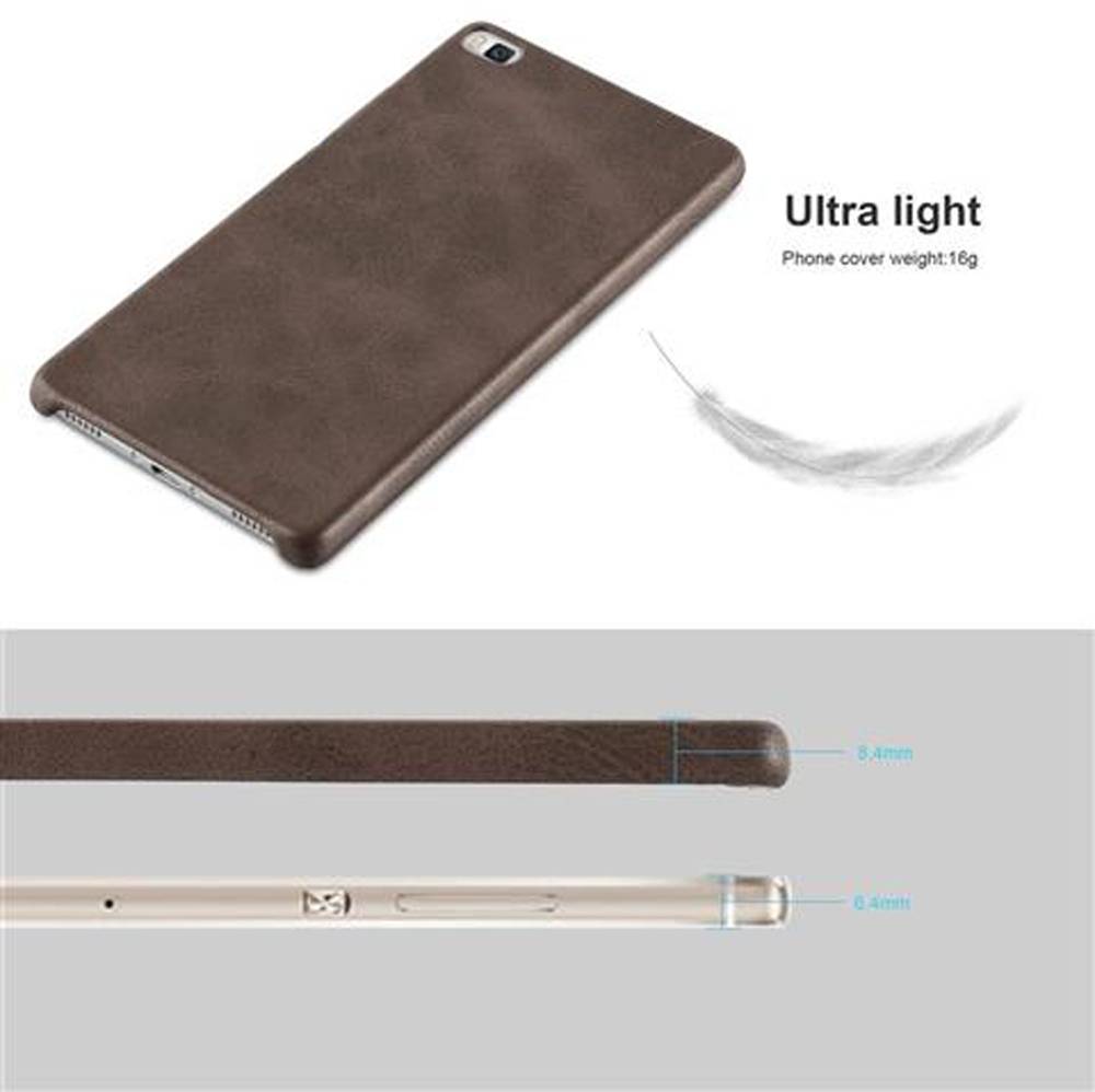 Cadorabo Schutzhülle für Huawei P8 Hülle in Braun Hard Case Handyhülle Kunstleder Etui