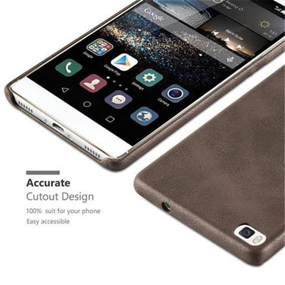 Cadorabo Schutzhülle für Huawei P8 Hülle in Braun Hard Case Handyhülle Kunstleder Etui