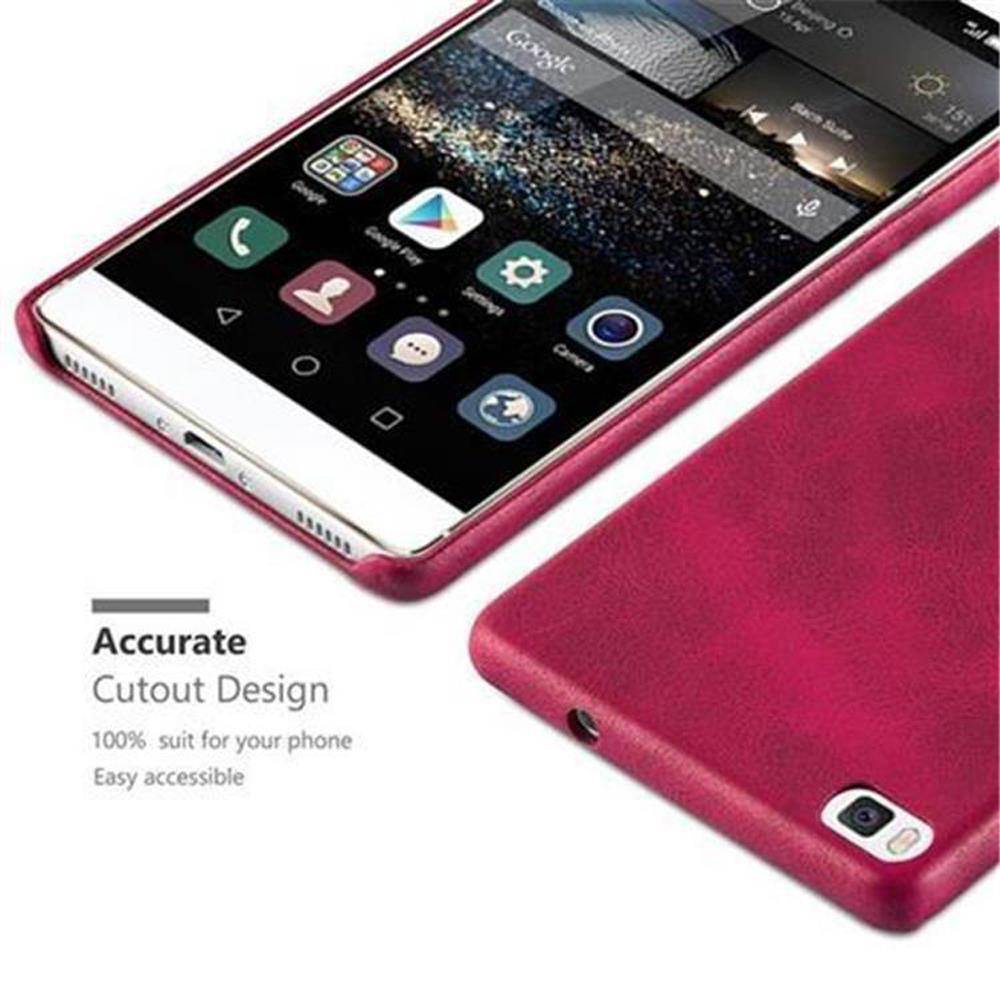 Cadorabo Schutzhülle für Huawei P8 Hülle in Rot Hard Case Handyhülle Kunstleder Etui