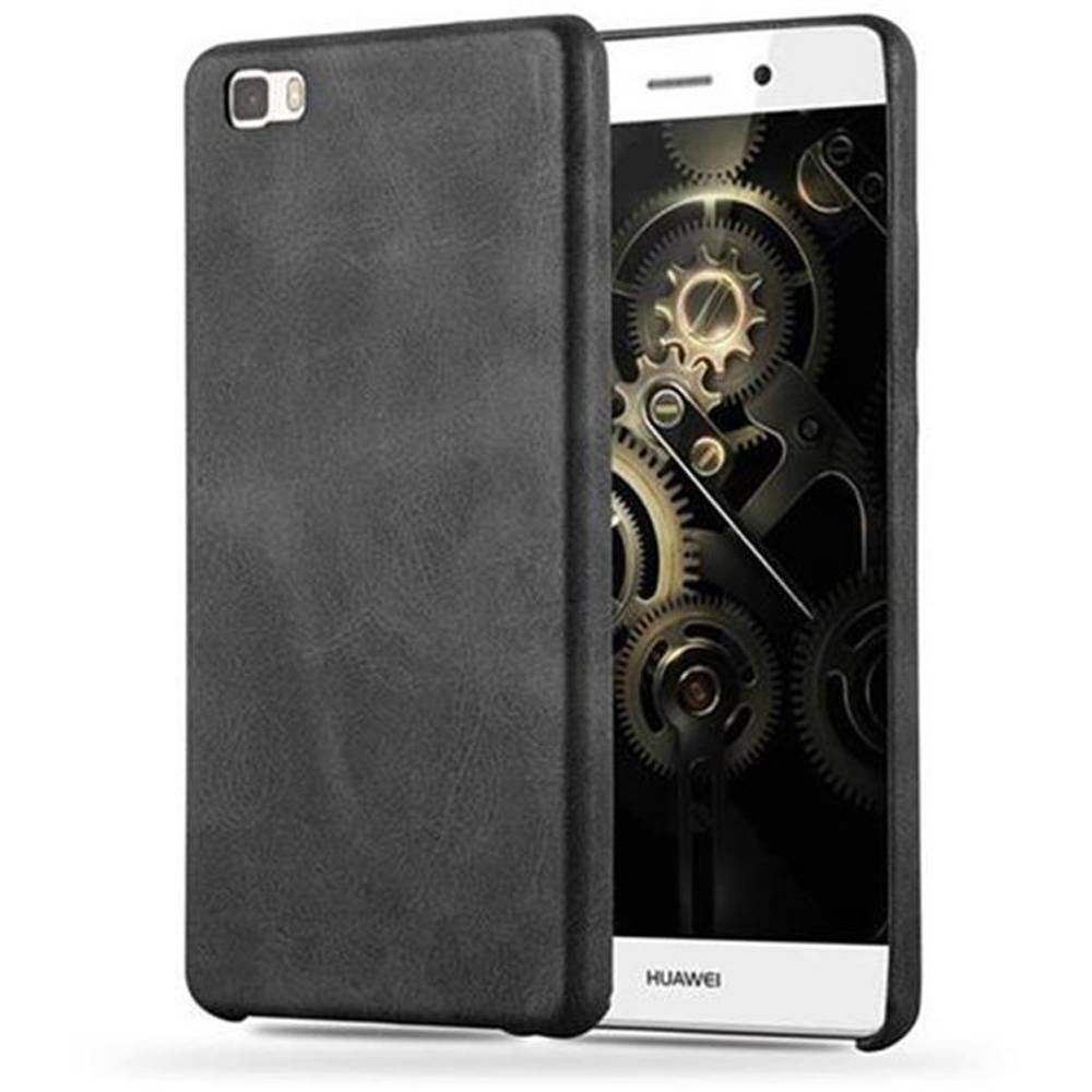 Cadorabo Schutzhülle für Huawei P8 LITE 2015 Hülle in Schwarz Hard Case Handyhülle Kunstleder Etui
