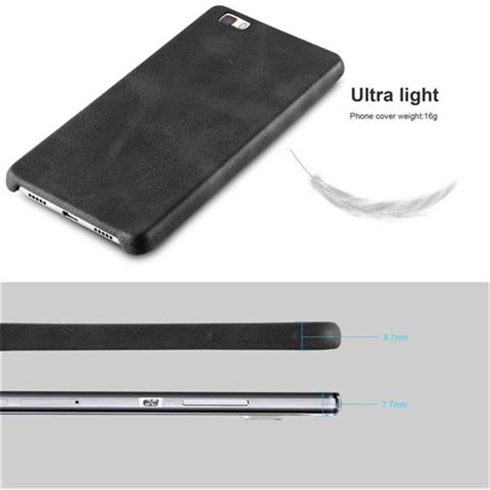 Cadorabo Schutzhülle für Huawei P8 LITE 2015 Hülle in Schwarz Hard Case Handyhülle Kunstleder Etui