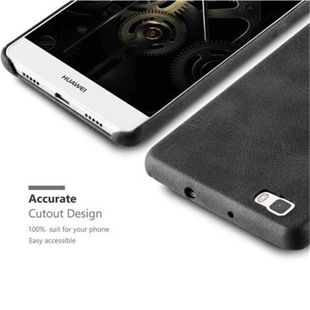 Cadorabo Schutzhülle für Huawei P8 LITE 2015 Hülle in Schwarz Hard Case Handyhülle Kunstleder Etui
