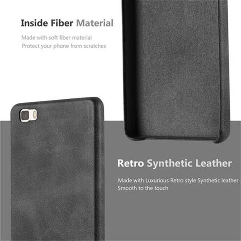 Cadorabo Schutzhülle für Huawei P8 LITE 2015 Hülle in Schwarz Hard Case Handyhülle Kunstleder Etui