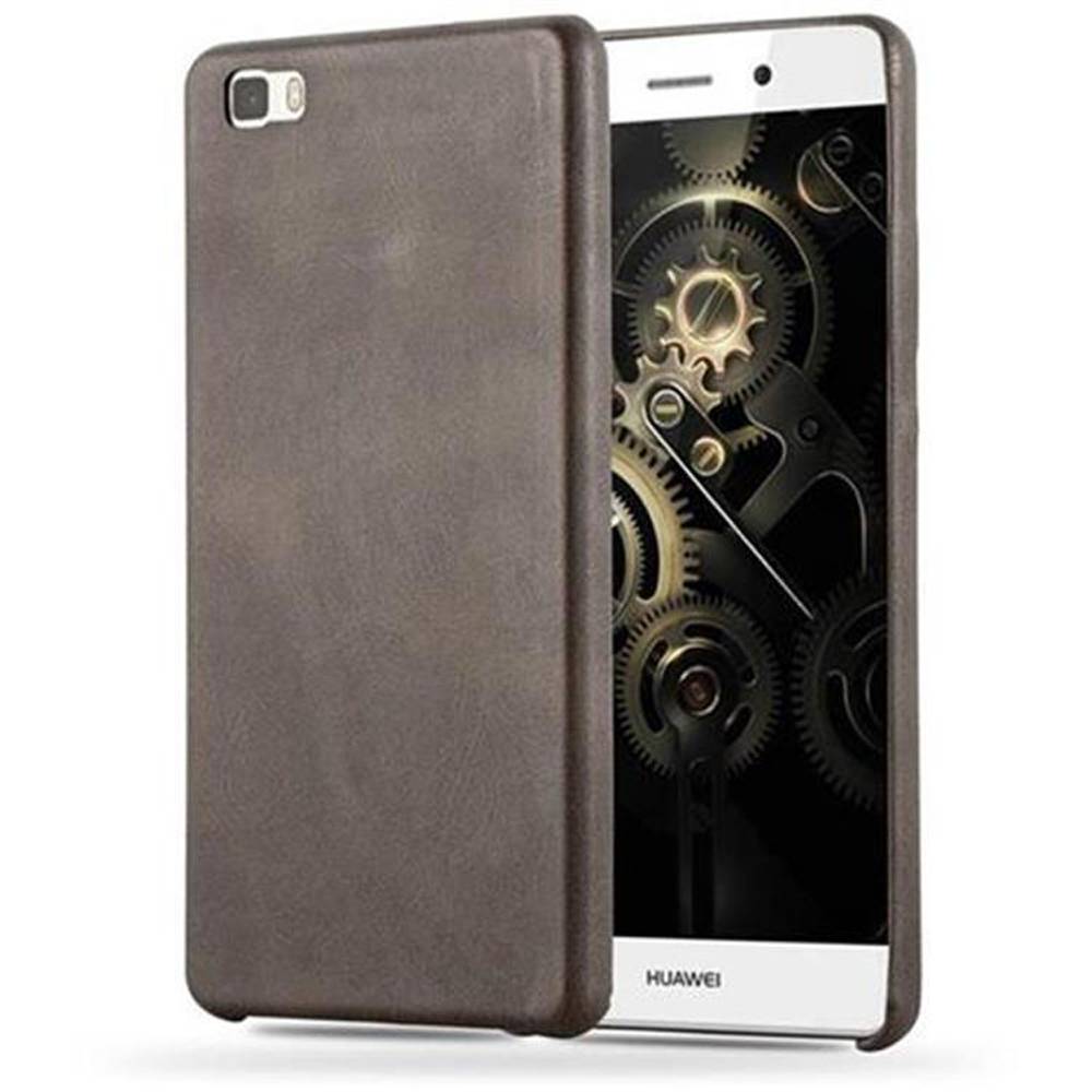 Cadorabo Schutzhülle für Huawei P8 LITE 2015 Hülle in Braun Hard Case Handyhülle Kunstleder Etui