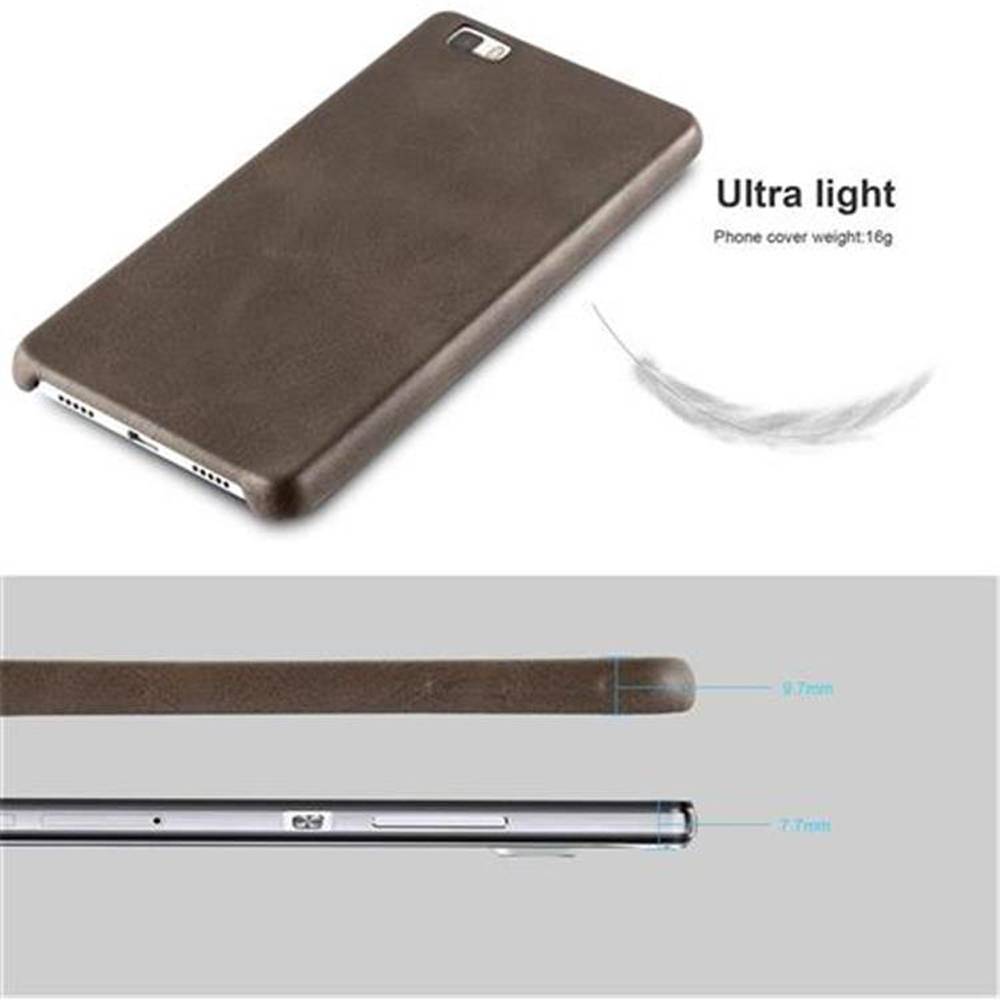 Cadorabo Schutzhülle für Huawei P8 LITE 2015 Hülle in Braun Hard Case Handyhülle Kunstleder Etui