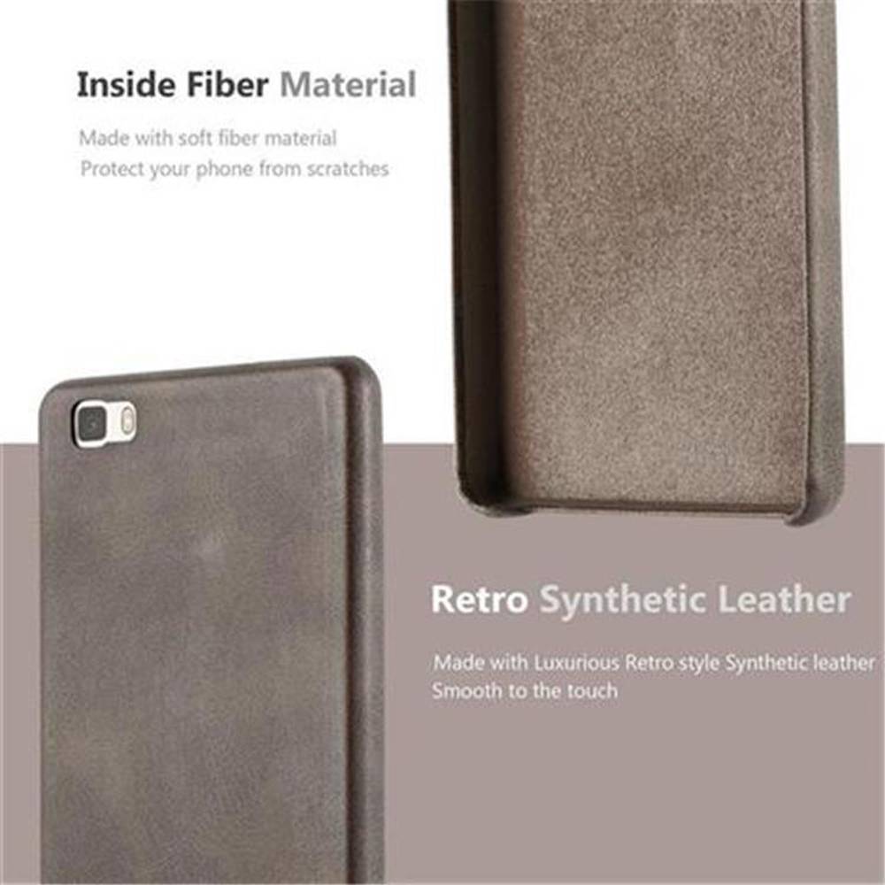 Cadorabo Schutzhülle für Huawei P8 LITE 2015 Hülle in Braun Hard Case Handyhülle Kunstleder Etui