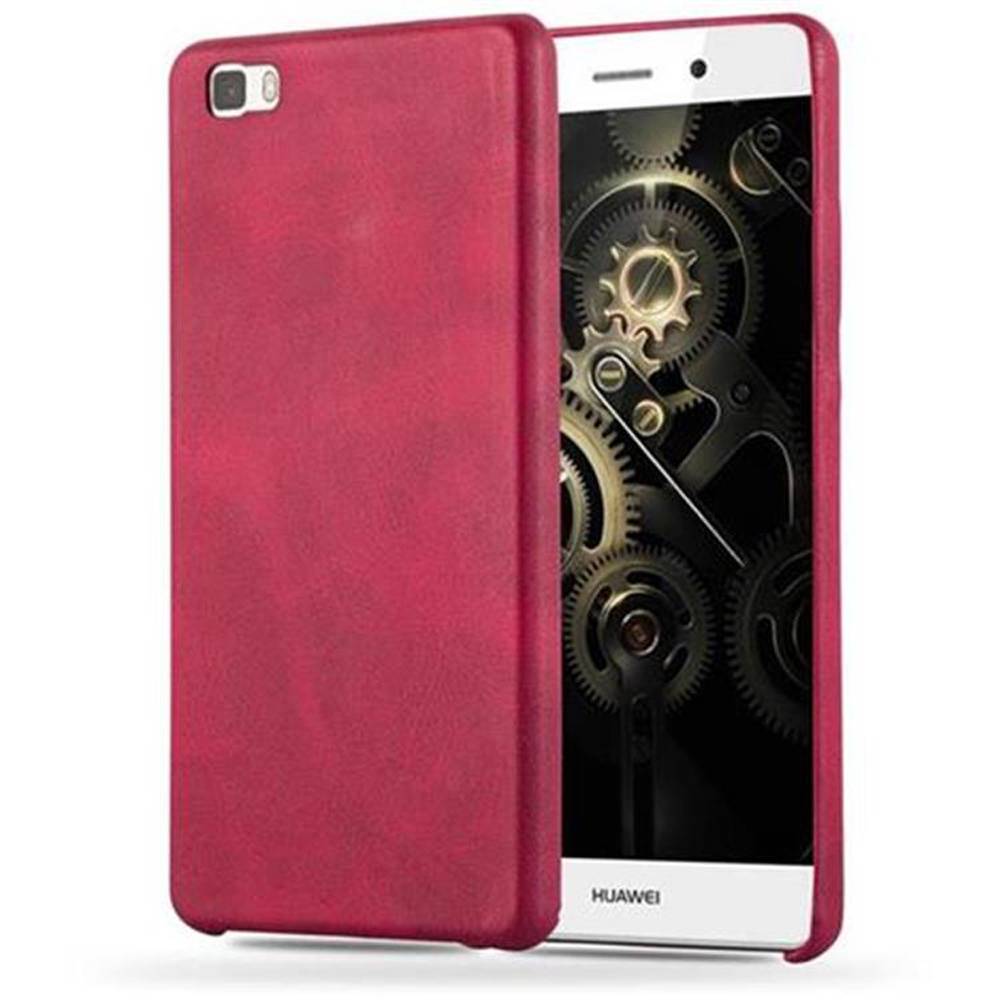 Cadorabo Schutzhülle für Huawei P8 LITE 2015 Hülle in Rot Hard Case Handyhülle Kunstleder Etui