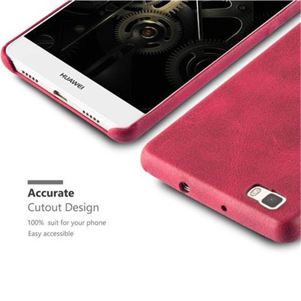 Cadorabo Schutzhülle für Huawei P8 LITE 2015 Hülle in Rot Hard Case Handyhülle Kunstleder Etui
