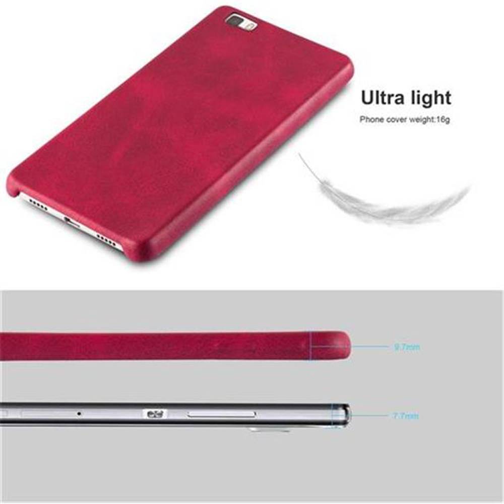 Cadorabo Schutzhülle für Huawei P8 LITE 2015 Hülle in Rot Hard Case Handyhülle Kunstleder Etui